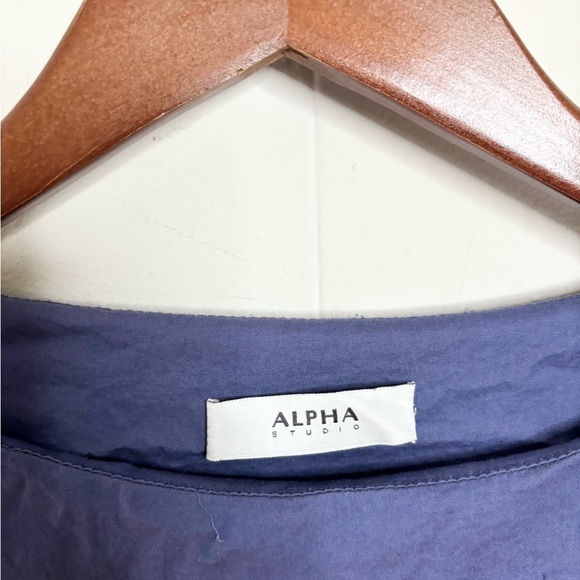 Alpha Studio blue periwinkle cotton poplin midi dress pockets size it 38 US XS - Picture 2 of 6